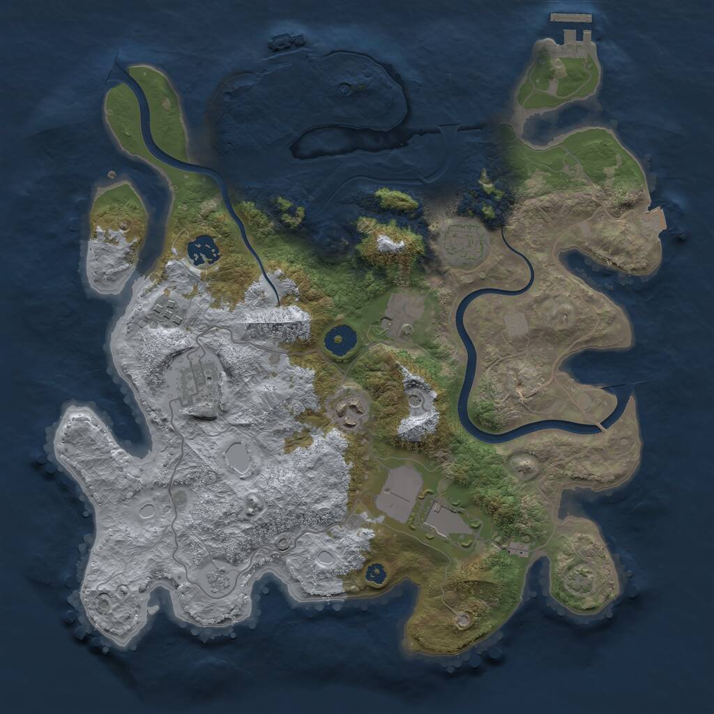 Rust Map: Procedural Map, Size: 3500, Seed: 687981651, 13 Monuments