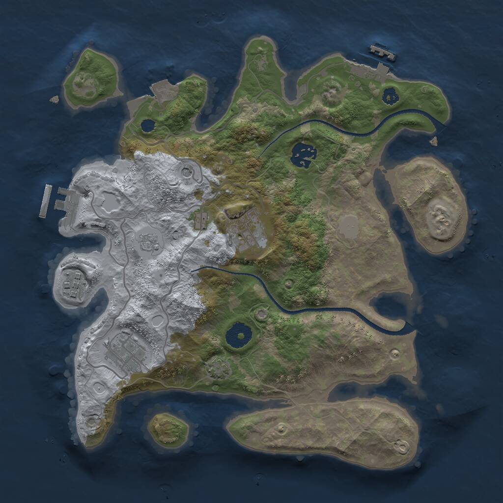 Rust Map: Procedural Map, Size: 3000, Seed: 646130334, 10 Monuments