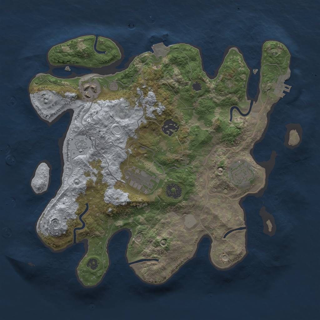 Rust Map: Procedural Map, Size: 3000, Seed: 170770653, 9 Monuments