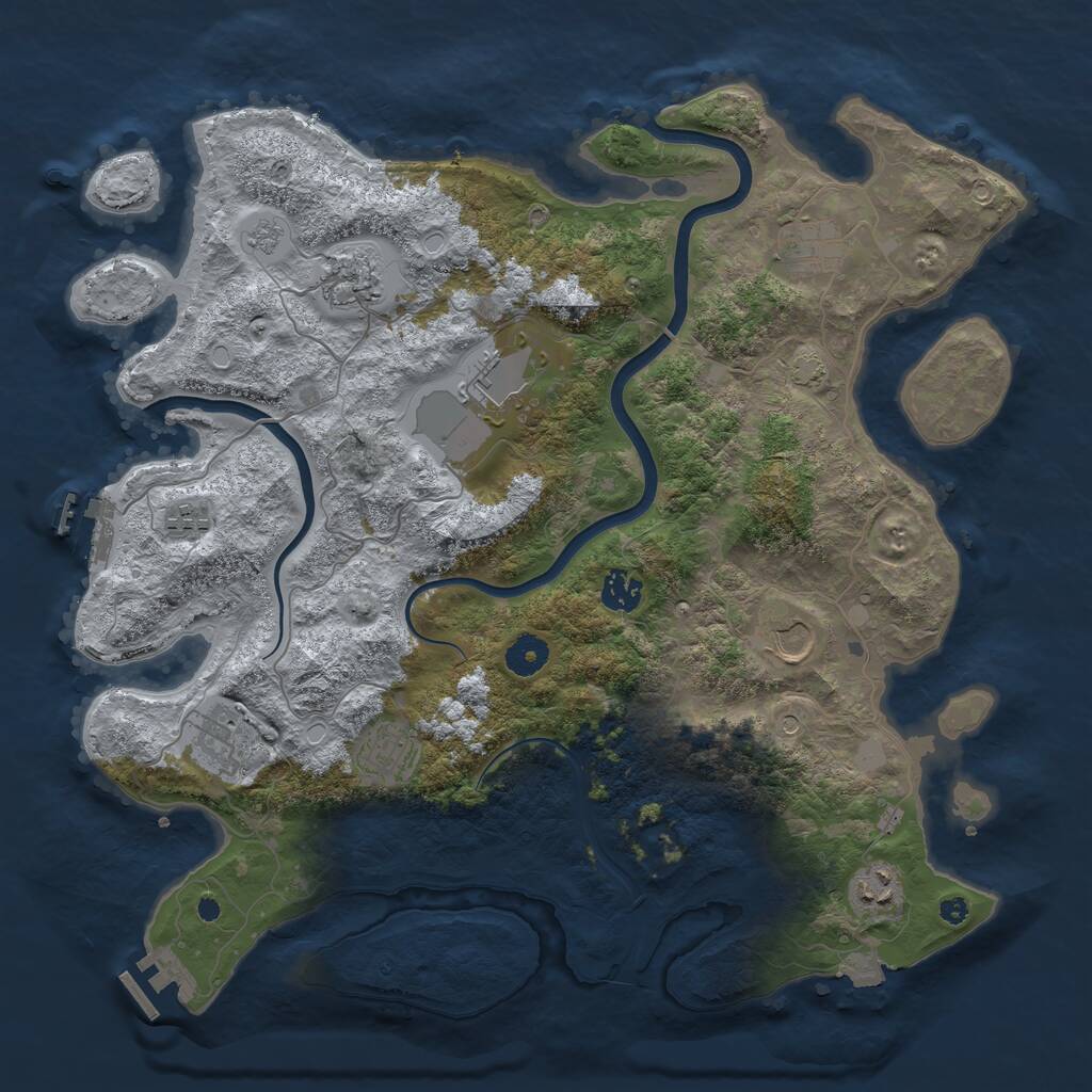 Rust Map: Procedural Map, Size: 3950, Seed: 64914416, 15 Monuments