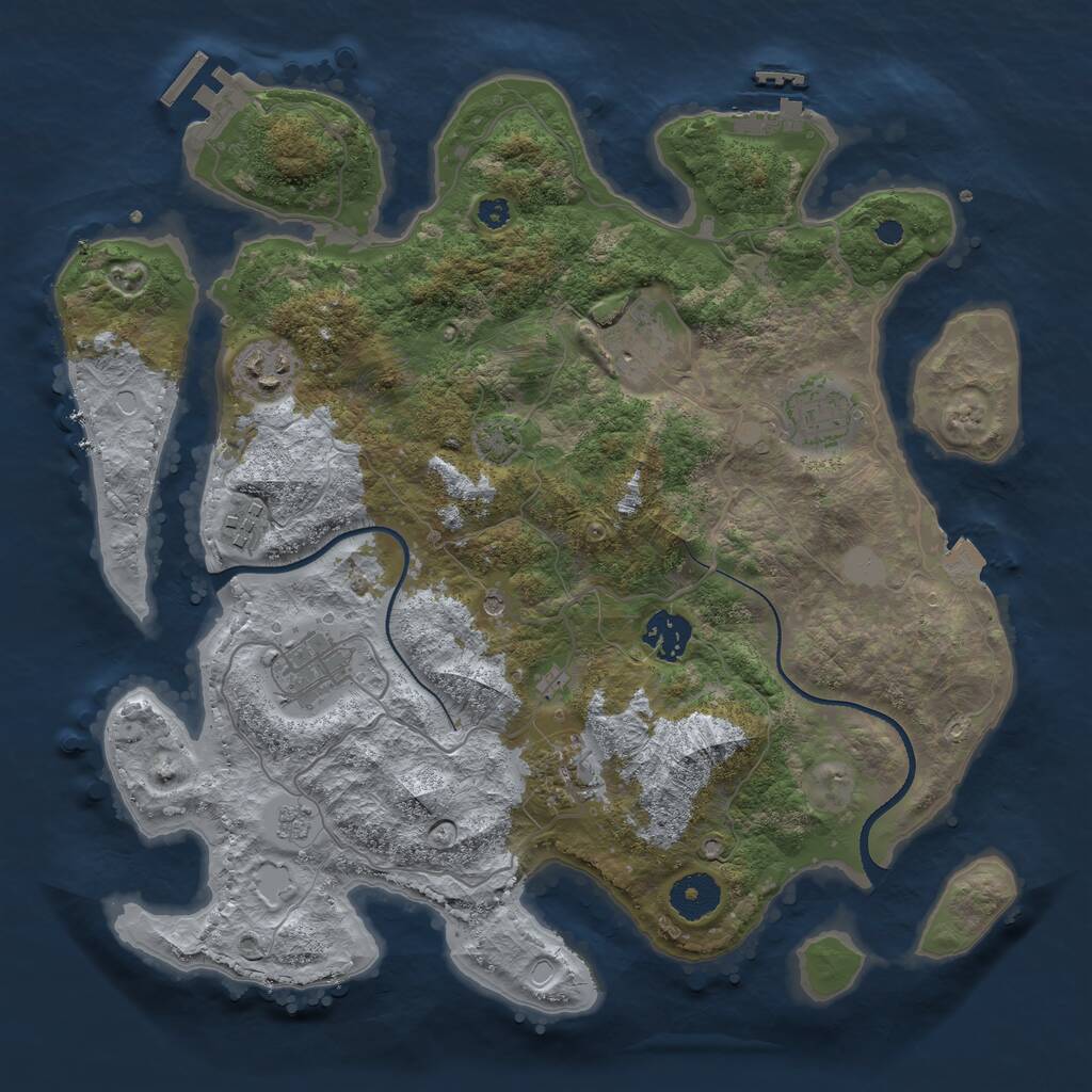 Rust Map: Procedural Map, Size: 3450, Seed: 86557322, 13 Monuments