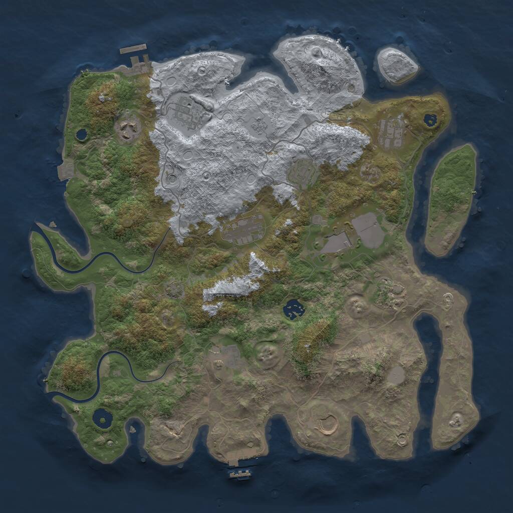 Rust Map: Procedural Map, Size: 3850, Seed: 76126375, 16 Monuments