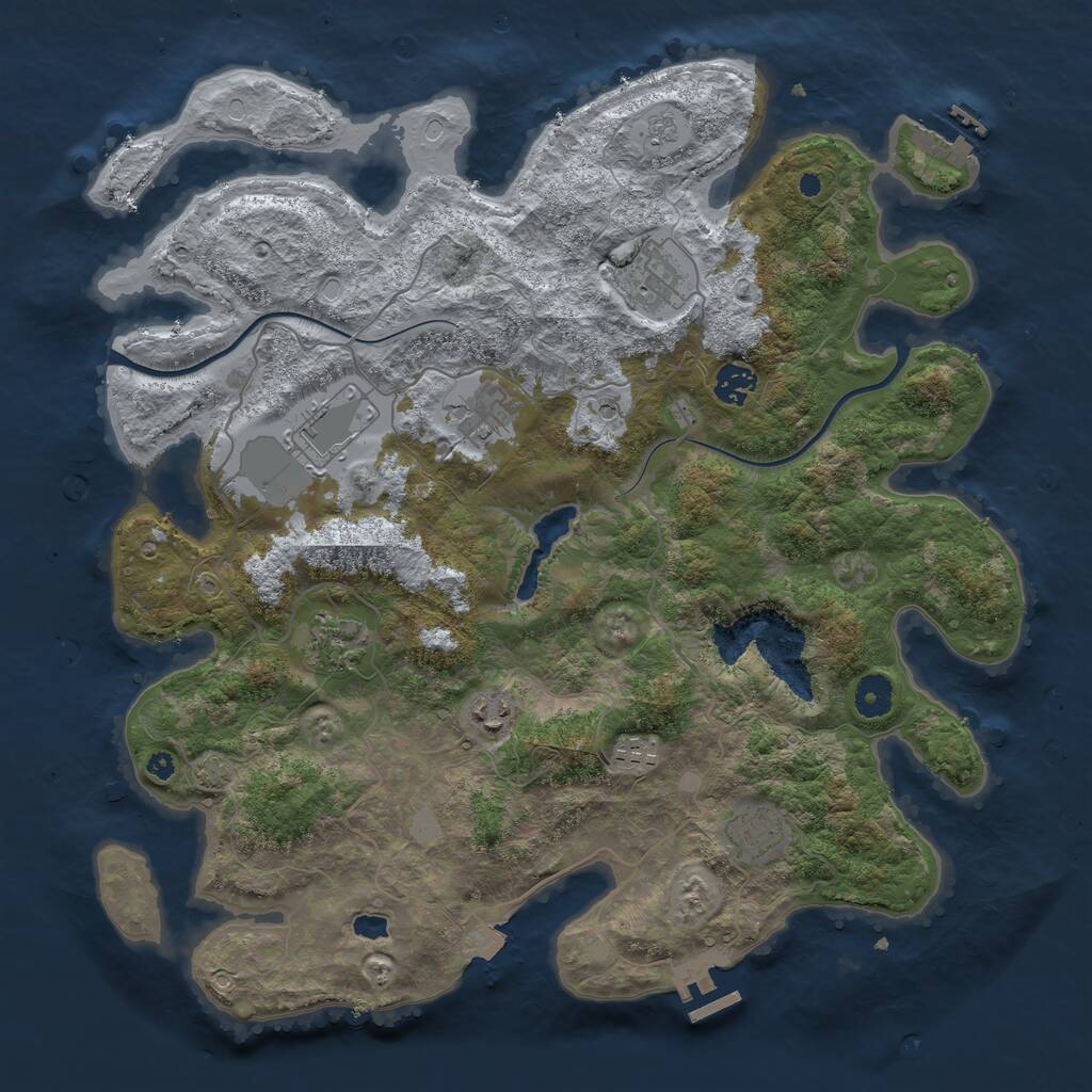 Rust Map: Procedural Map, Size: 4000, Seed: 923545654, 14 Monuments