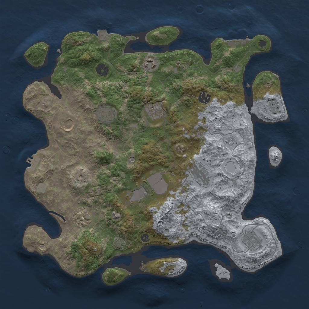 Rust Map: Procedural Map, Size: 3750, Seed: 44587761, 18 Monuments