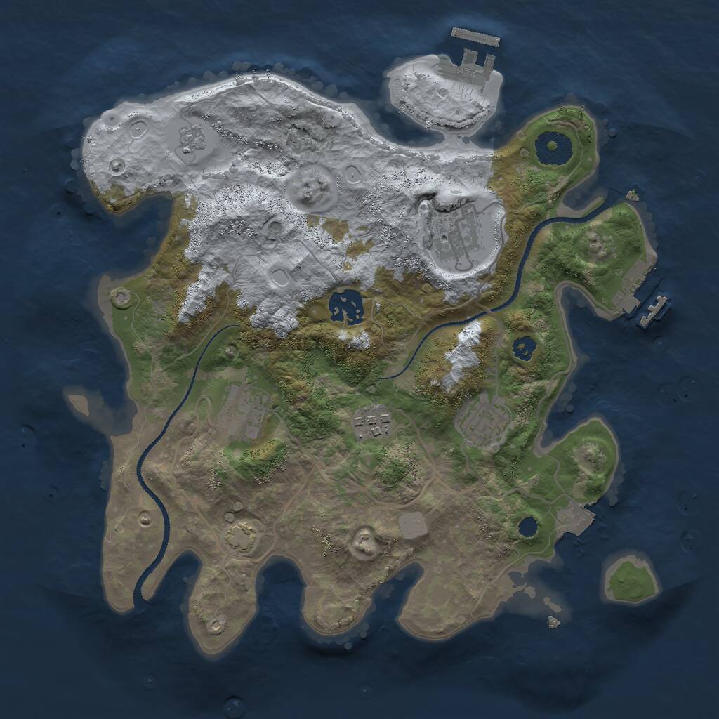 Rust Map: Procedural Map, Size: 3000, Seed: 968724414, 10 Monuments