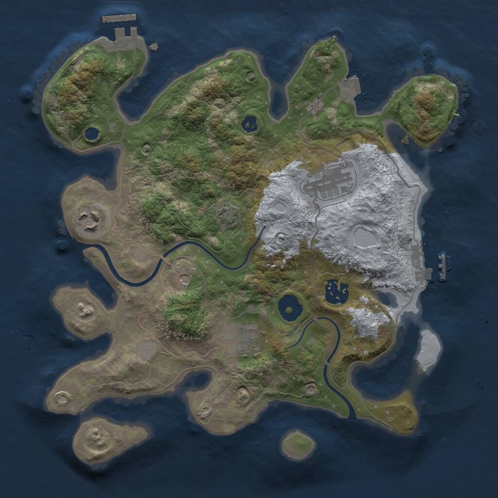 Rust Map: Procedural Map, Size: 3000, Seed: 394359340, 9 Monuments