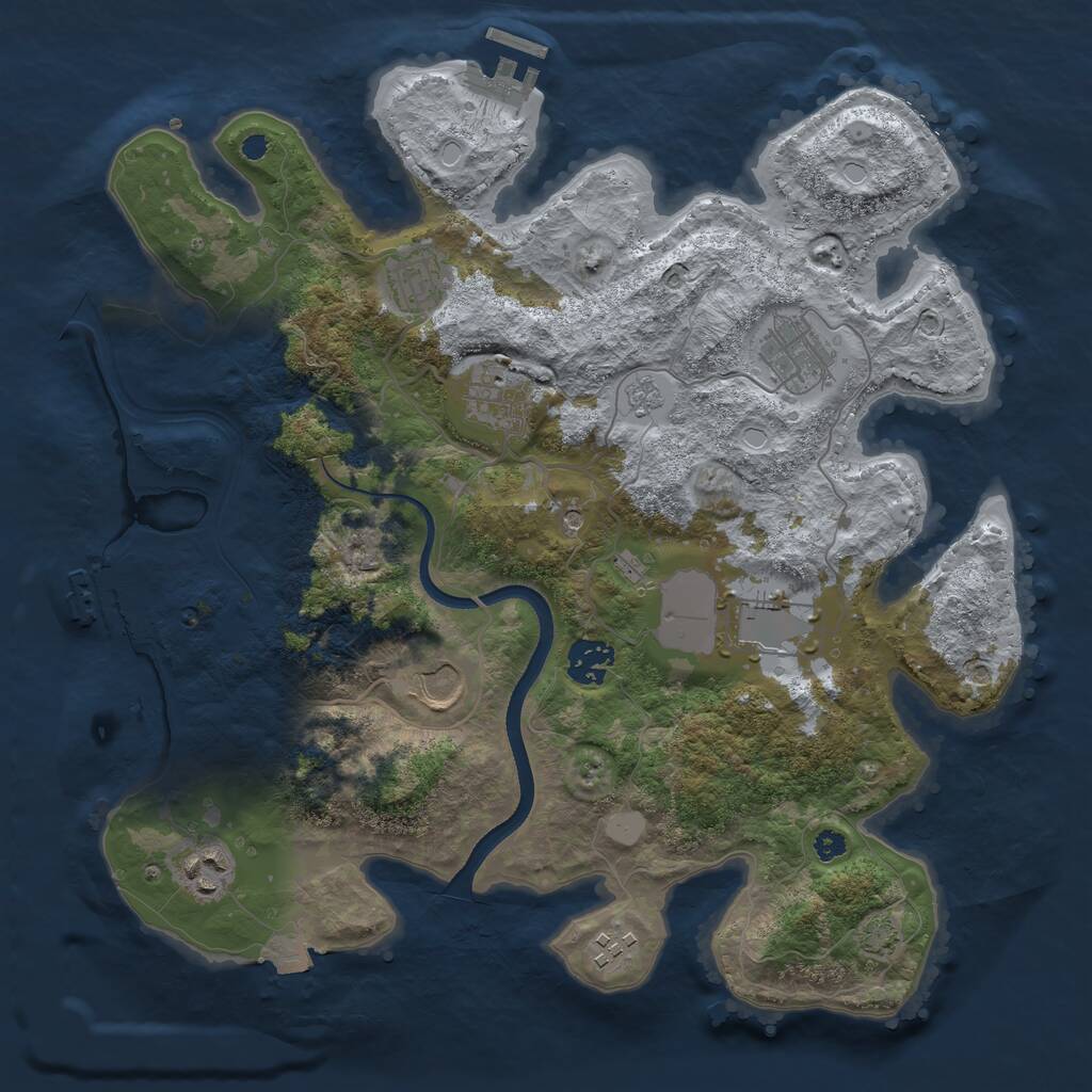 Rust Map: Procedural Map, Size: 3500, Seed: 15027015, 14 Monuments