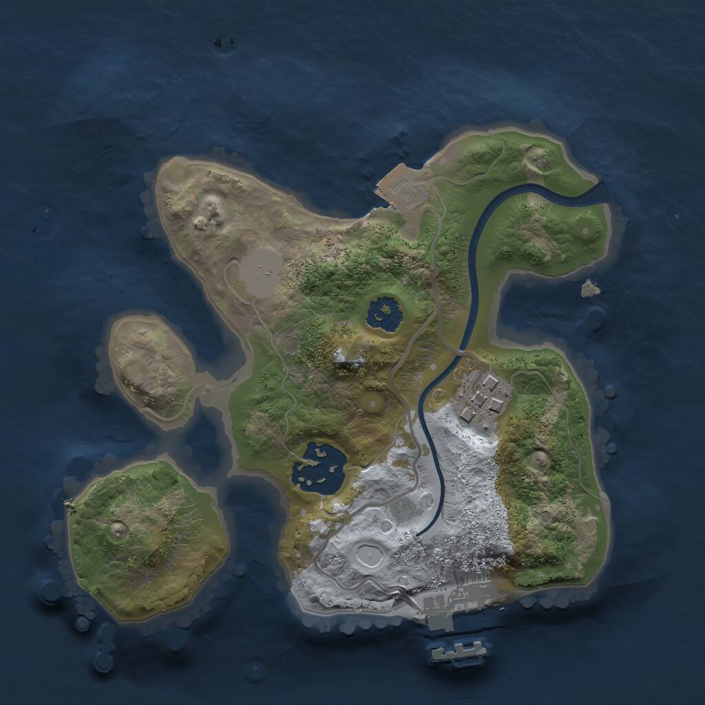 Rust Map: Procedural Map, Size: 2000, Seed: 2281, 4 Monuments