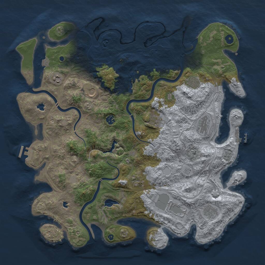 Rust Map: Procedural Map, Size: 4500, Seed: 1483410940, 16 Monuments