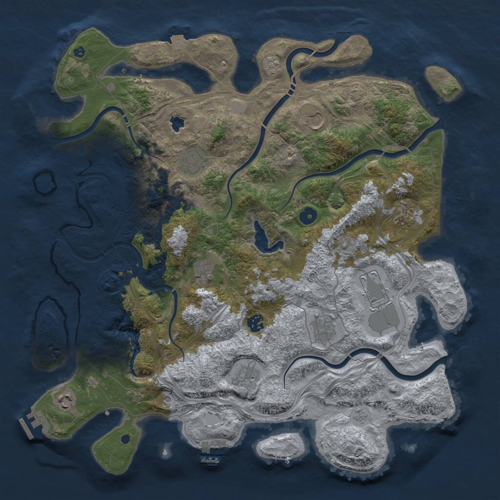 Rust Map: Procedural Map, Size: 4400, Seed: 78823569, 16 Monuments