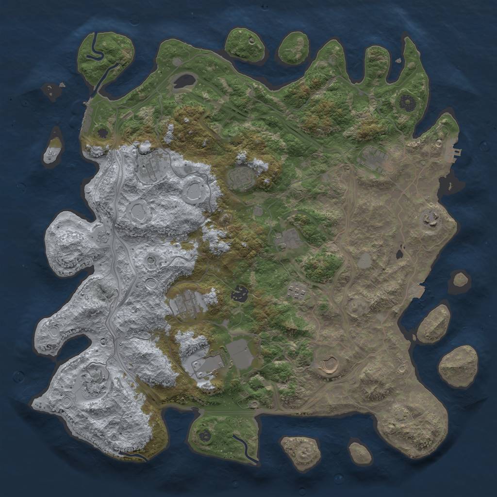 Rust Map: Procedural Map, Size: 4400, Seed: 3579352, 19 Monuments