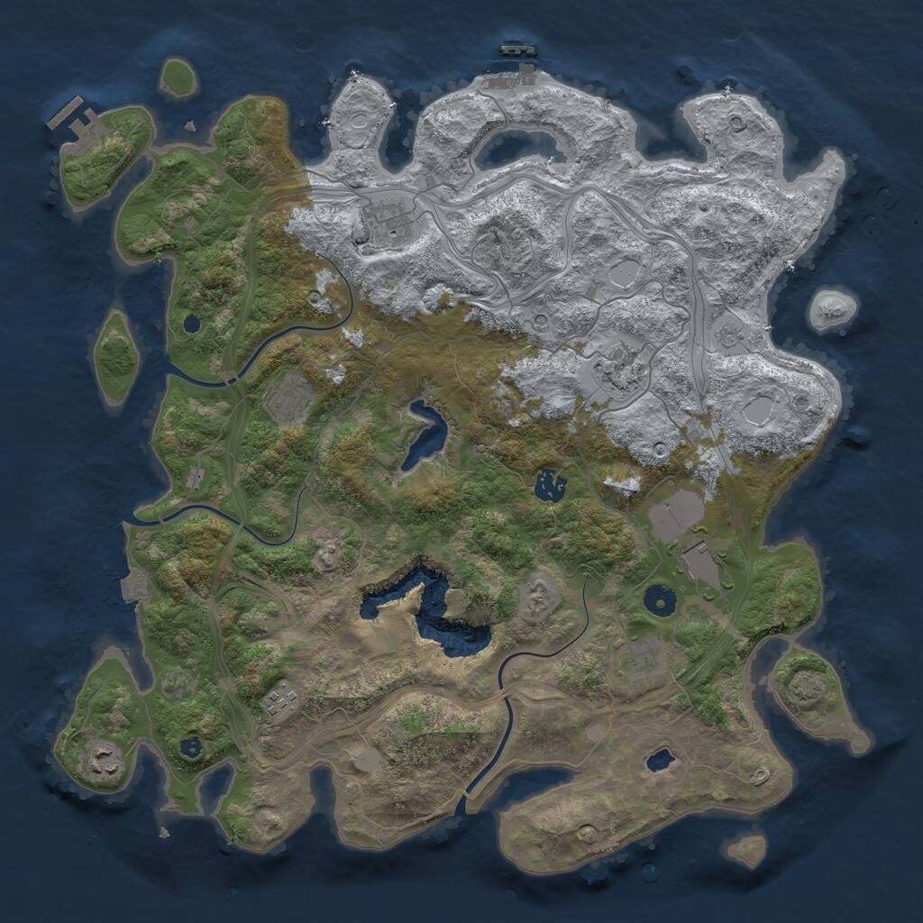 Rust Map: Procedural Map, Size: 4300, Seed: 61630362, 14 Monuments