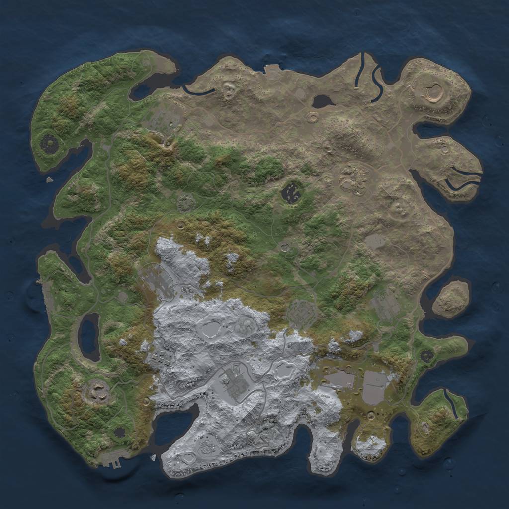 Rust Map: Procedural Map, Size: 4000, Seed: 621972, 19 Monuments