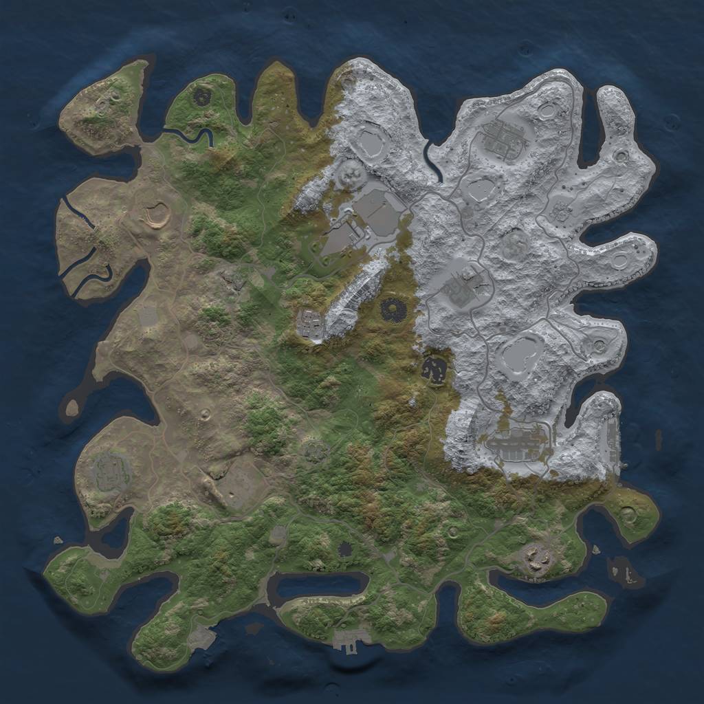 Rust Map: Procedural Map, Size: 4000, Seed: 58927595, 18 Monuments