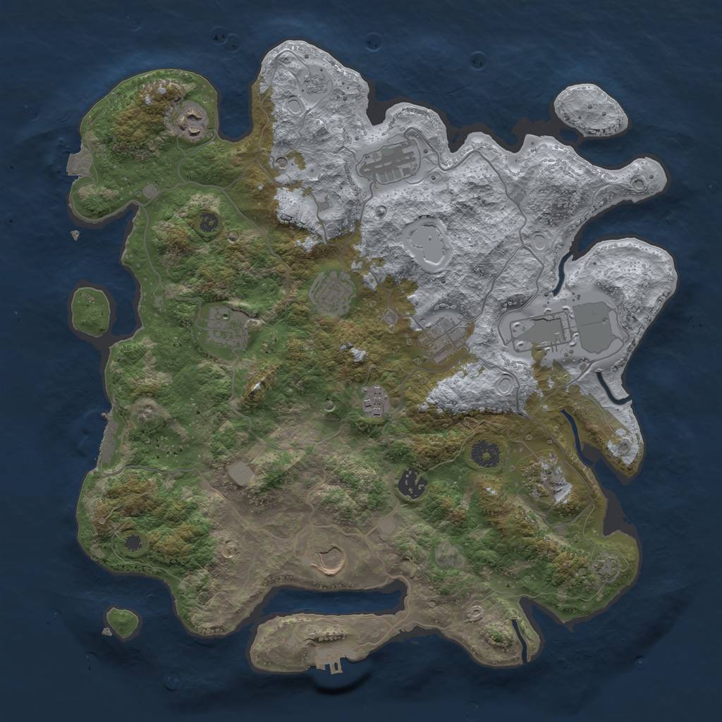 Rust Map: Procedural Map, Size: 3800, Seed: 11297445, 18 Monuments