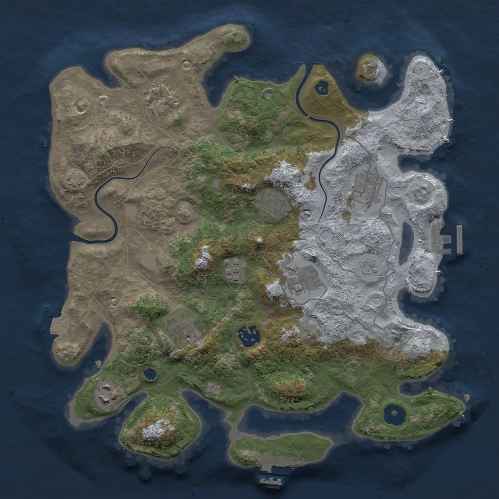 Rust Map: Procedural Map, Size: 3450, Seed: 84280139, 13 Monuments
