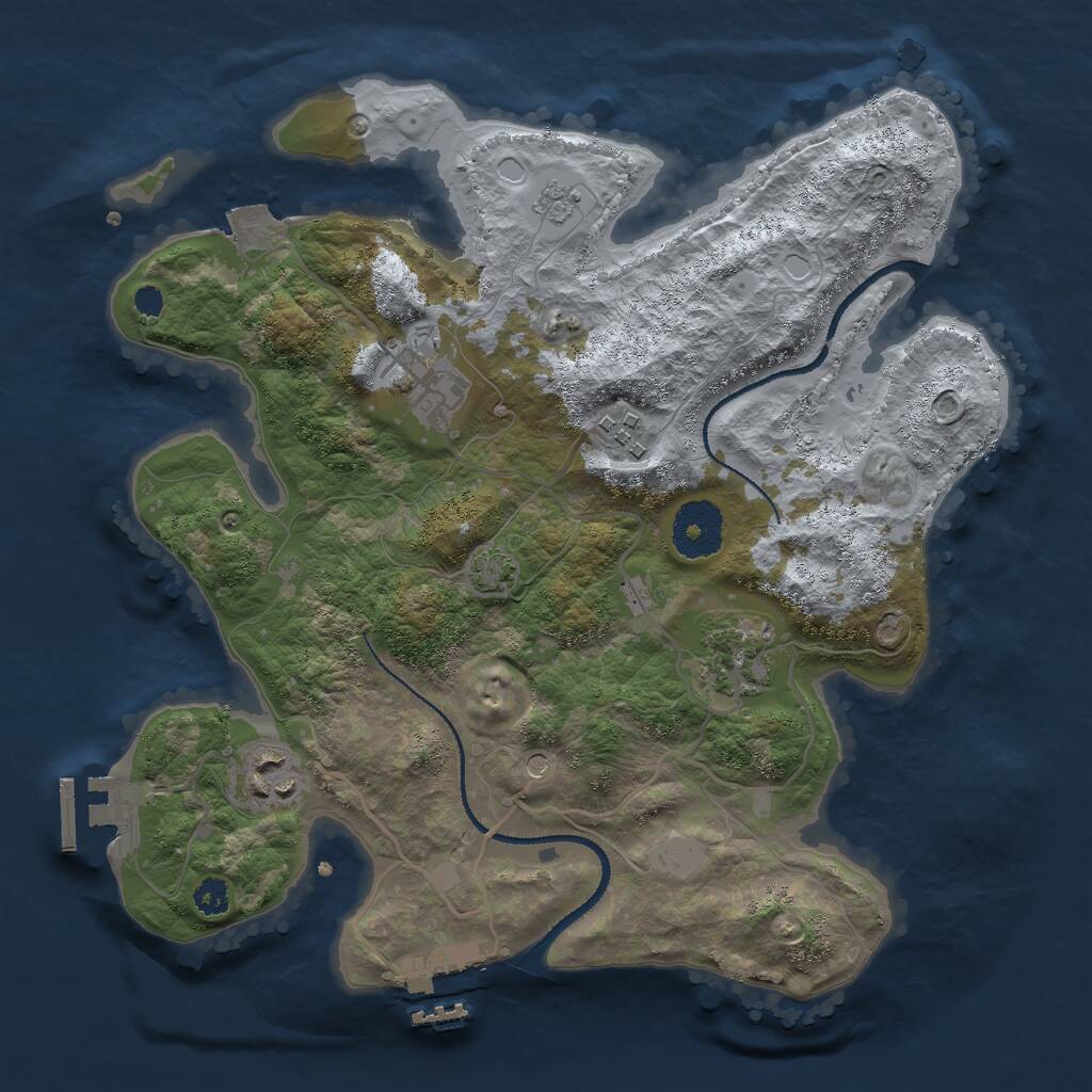 Rust Map: Procedural Map, Size: 3000, Seed: 833904, 10 Monuments