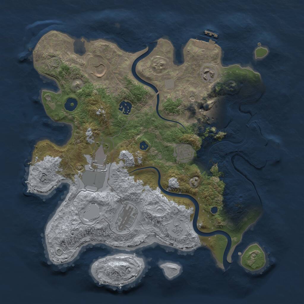 Rust Map: Procedural Map, Size: 3500, Seed: 1273678999, 13 Monuments