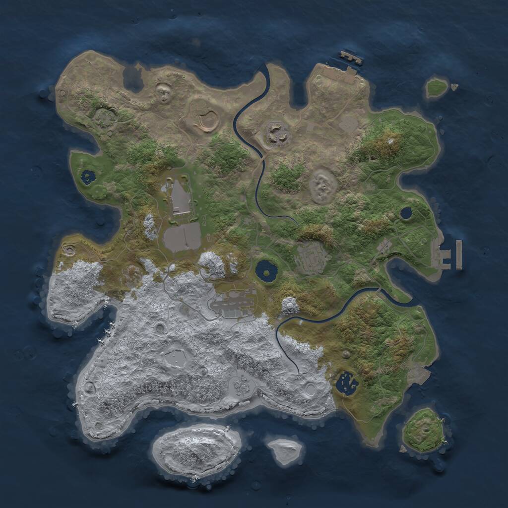 Rust Map: Procedural Map, Size: 3500, Seed: 1273678999, 11 Monuments