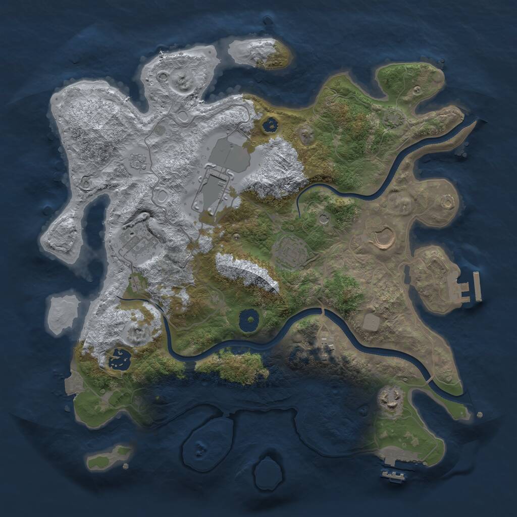 Rust Map: Procedural Map, Size: 3500, Seed: 1243474446, 13 Monuments