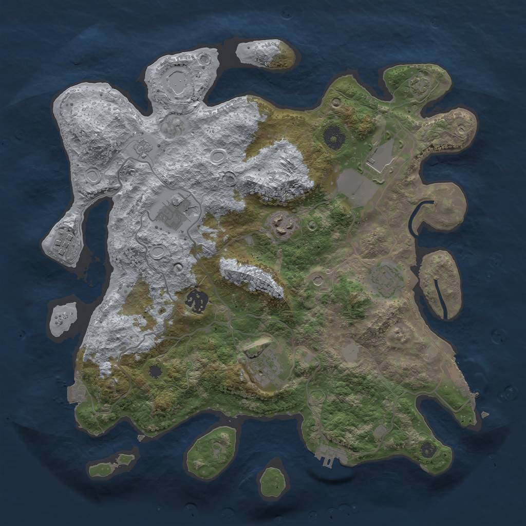 Rust Map: Procedural Map, Size: 3500, Seed: 1243474446, 15 Monuments