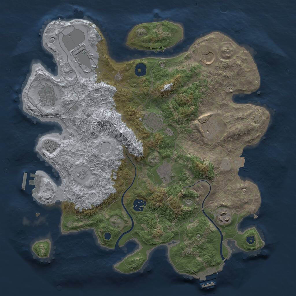 Rust Map: Procedural Map, Size: 3500, Seed: 25561, 15 Monuments