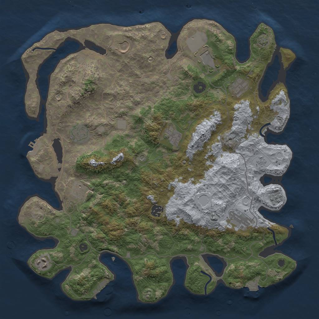 Rust Map: Procedural Map, Size: 4000, Seed: 1512196519, 18 Monuments