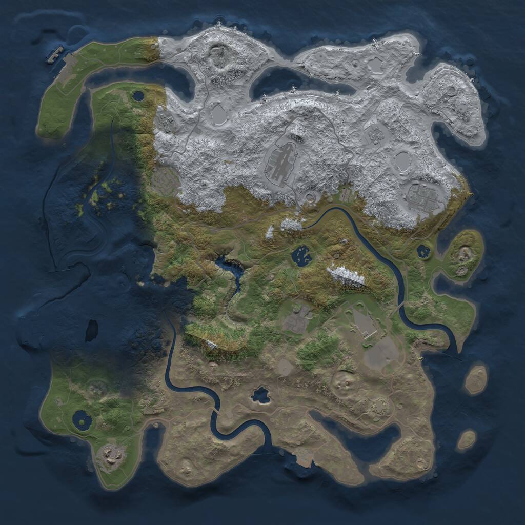 Rust Map: Procedural Map, Size: 4000, Seed: 80930632, 14 Monuments