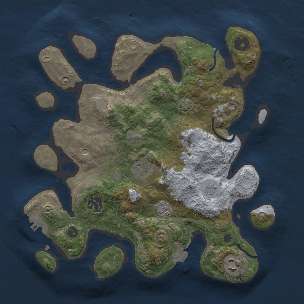 Rust Map: Procedural Map, Size: 3000, Seed: 1623441, 11 Monuments
