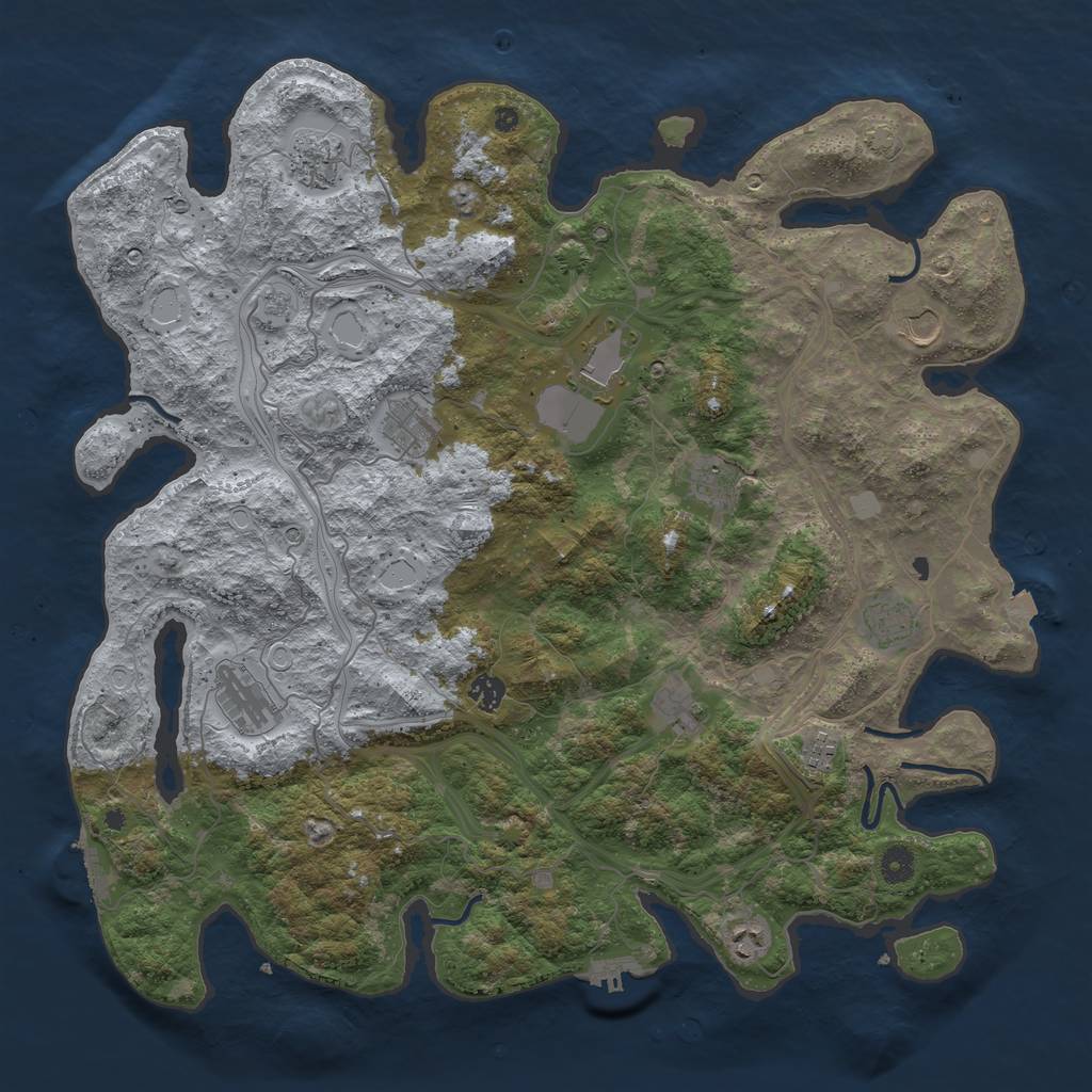 Rust Map: Procedural Map, Size: 4500, Seed: 1427543318, 19 Monuments