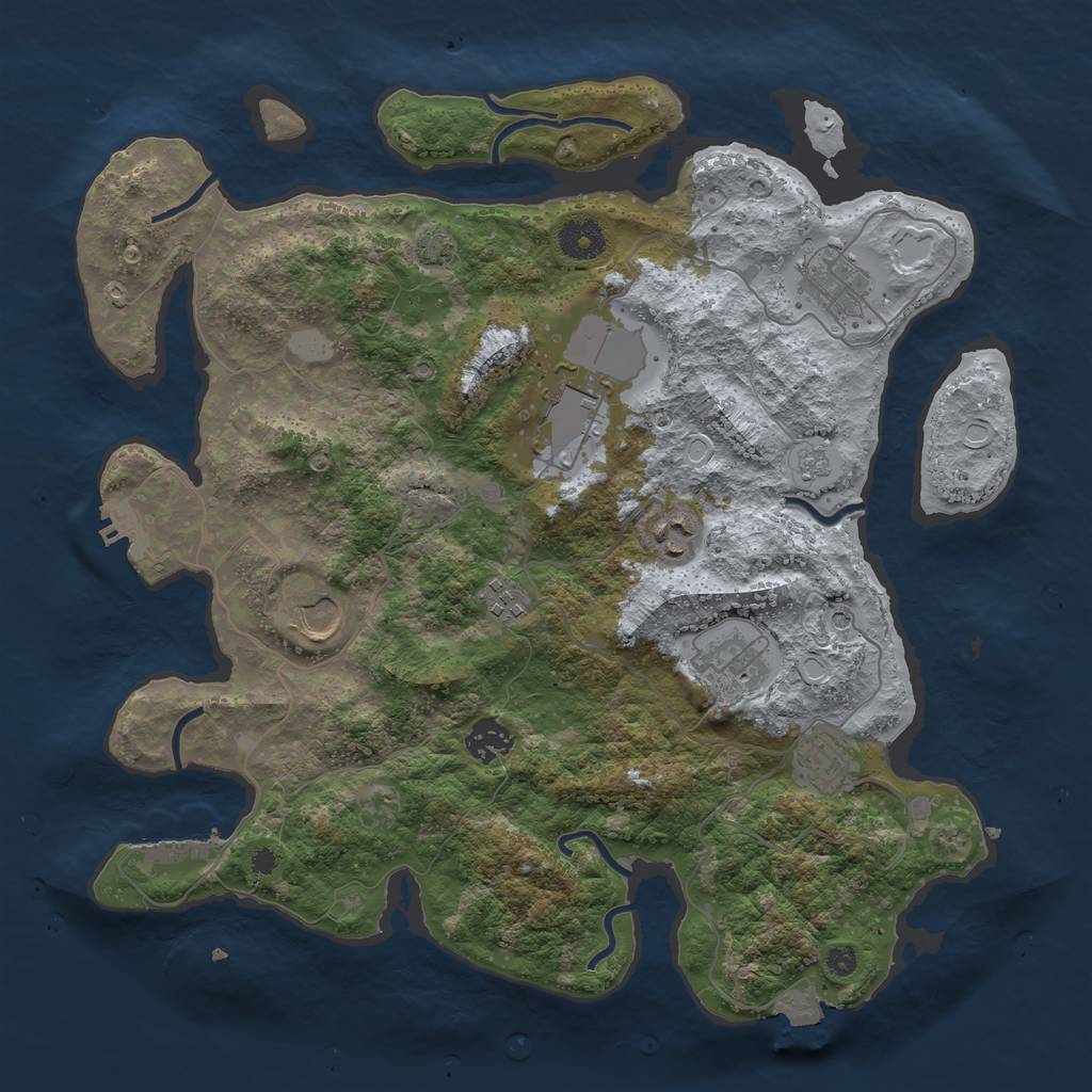 Rust Map: Procedural Map, Size: 3700, Seed: 1518958711, 16 Monuments