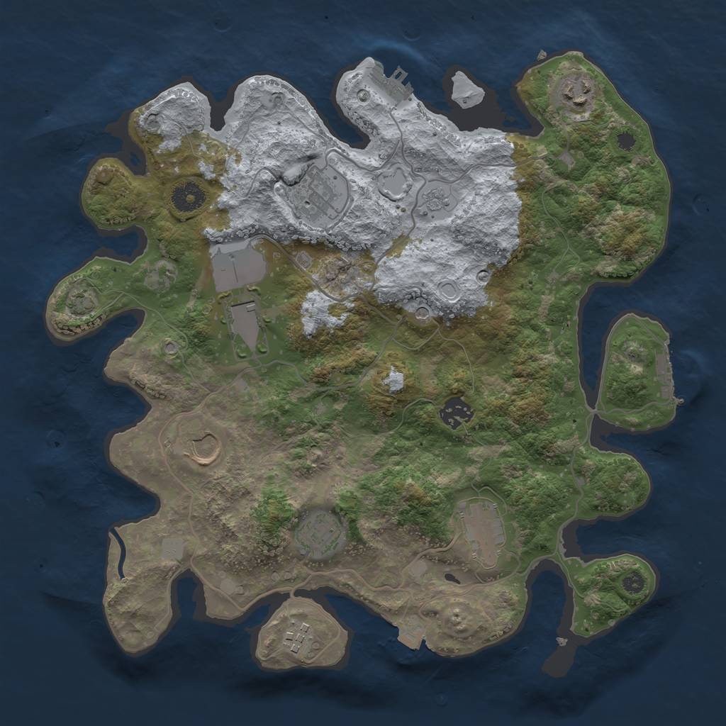 Rust Map: Procedural Map, Size: 3500, Seed: 536243647, 16 Monuments