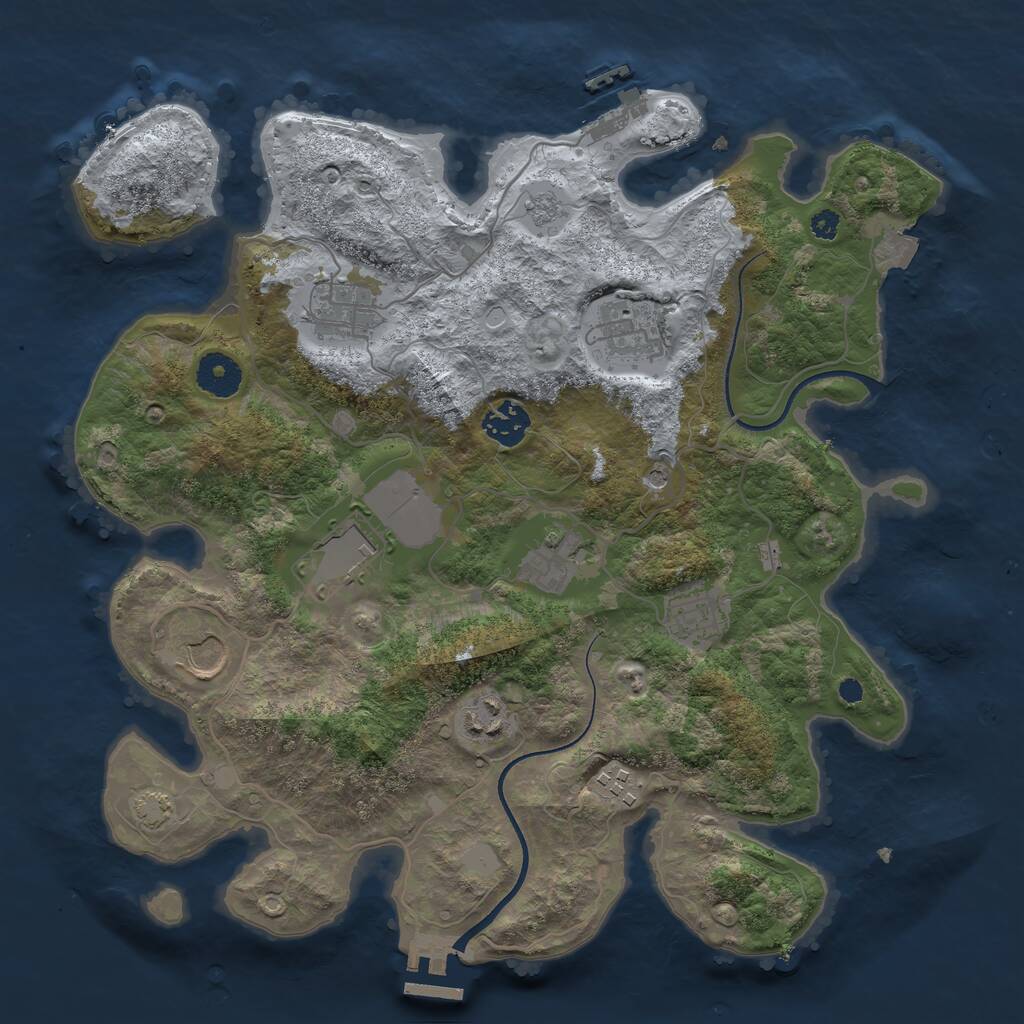 Rust Map: Procedural Map, Size: 3500, Seed: 686022432, 15 Monuments