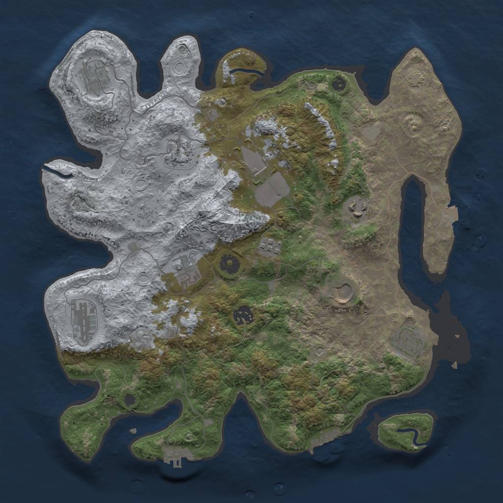Rust Map: Procedural Map, Size: 3750, Seed: 595869, 18 Monuments