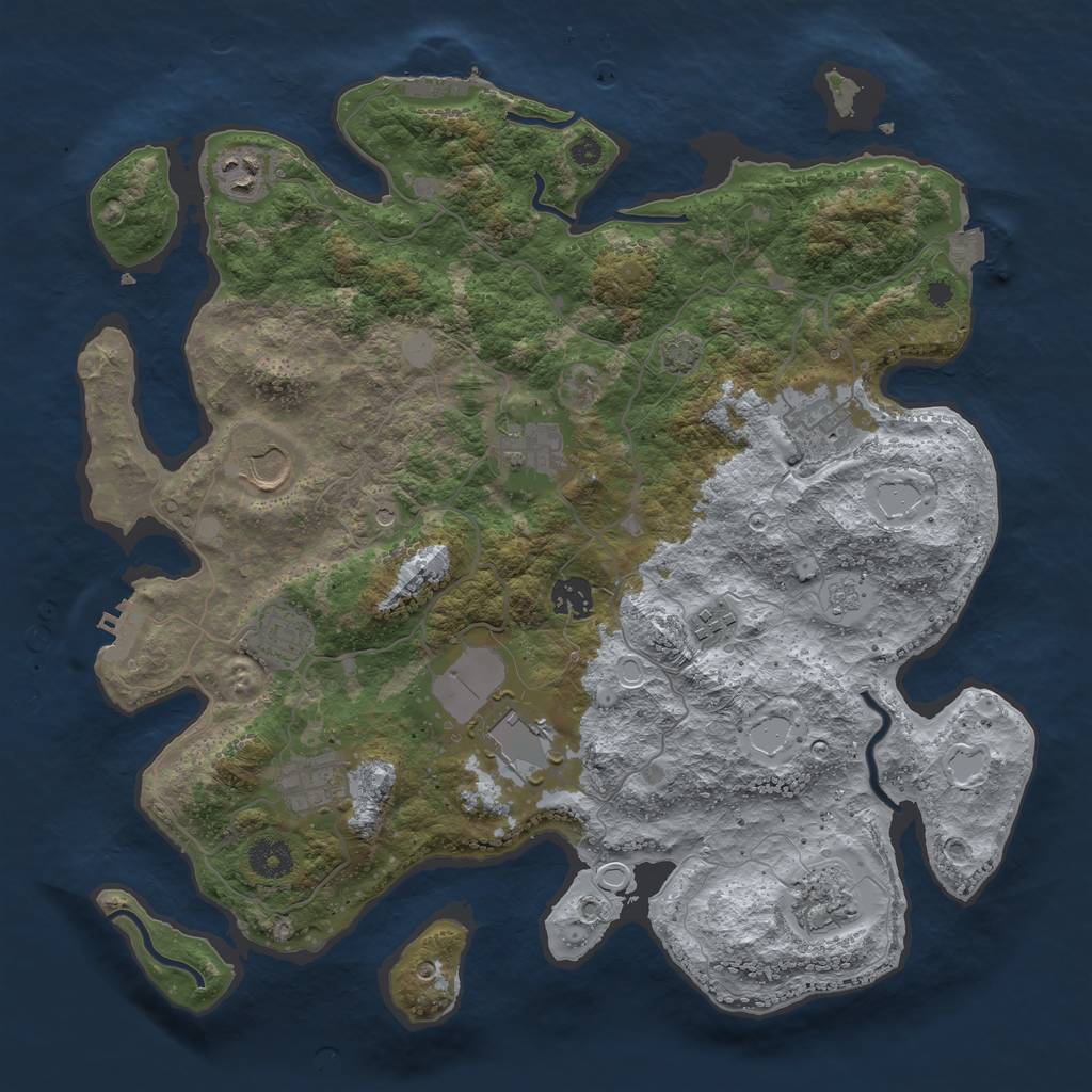 Rust Map: Procedural Map, Size: 3800, Seed: 2005813027, 18 Monuments