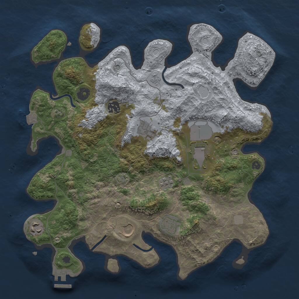 Rust Map: Procedural Map, Size: 3500, Seed: 2197415, 12 Monuments