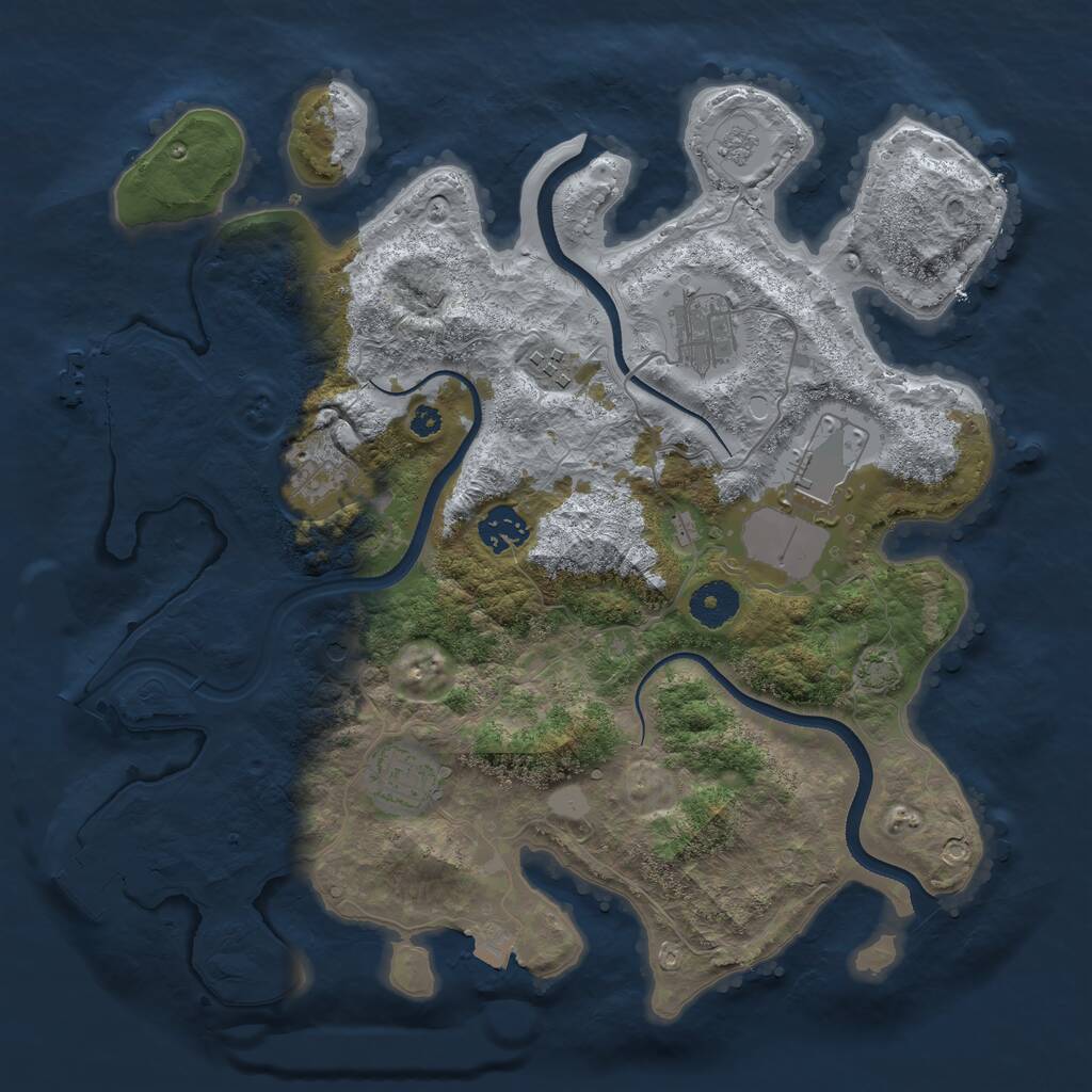 Rust Map: Procedural Map, Size: 3500, Seed: 2197415, 12 Monuments