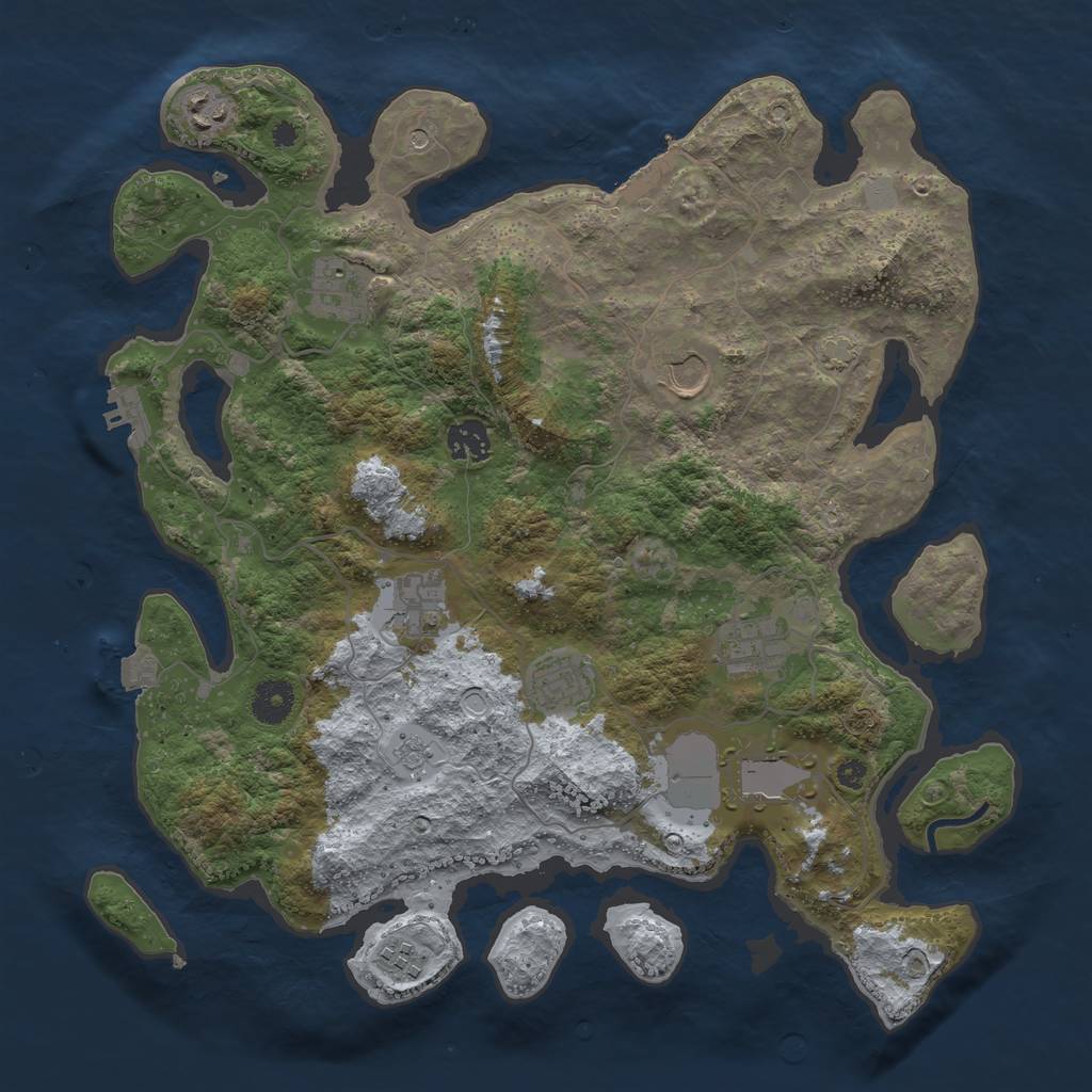 Rust Map: Procedural Map, Size: 3750, Seed: 830634368, 17 Monuments