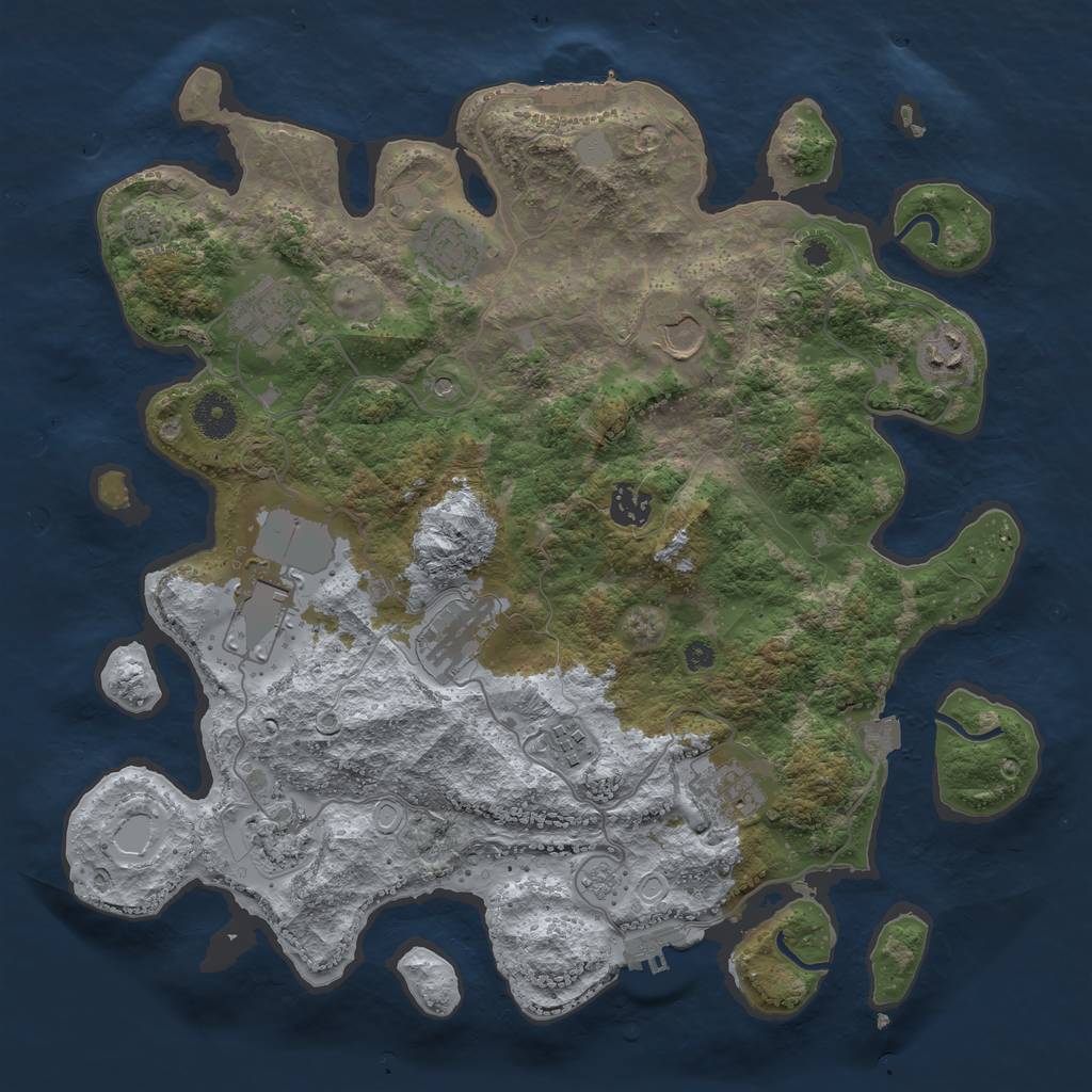 Rust Map: Procedural Map, Size: 3750, Seed: 59586923, 18 Monuments