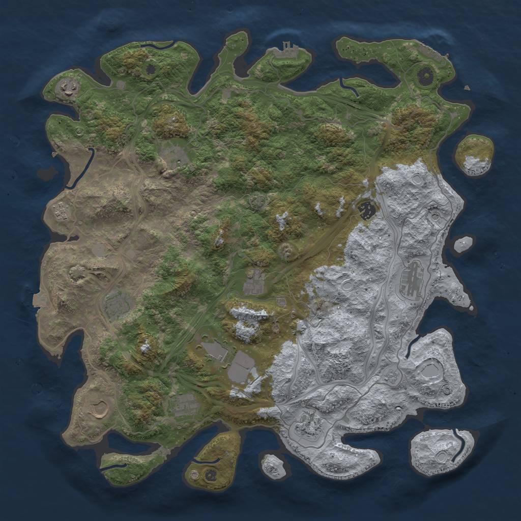 Rust Map: Procedural Map, Size: 4500, Seed: 183825774, 19 Monuments