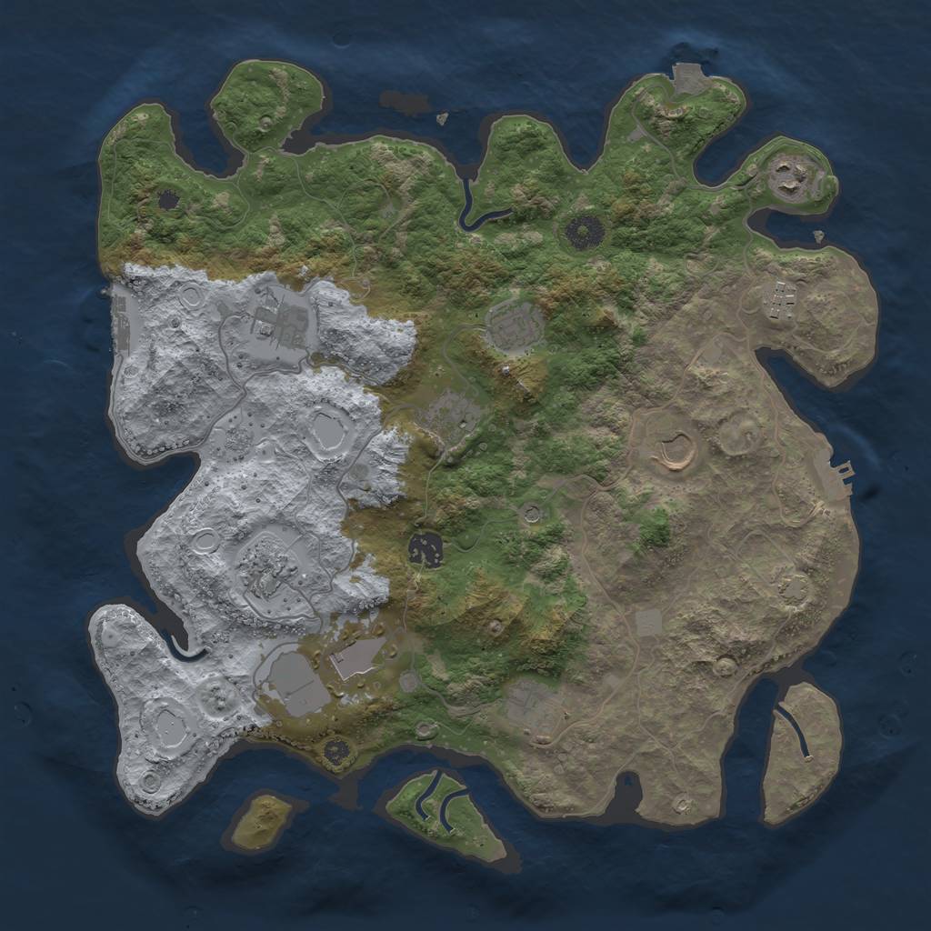 Rust Map: Procedural Map, Size: 3800, Seed: 45555375, 18 Monuments