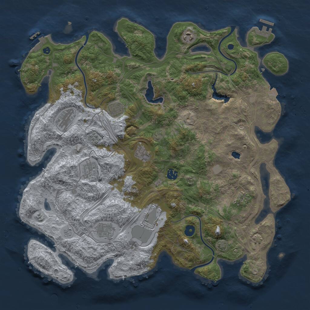Rust Map: Procedural Map, Size: 4250, Seed: 12070082, 16 Monuments
