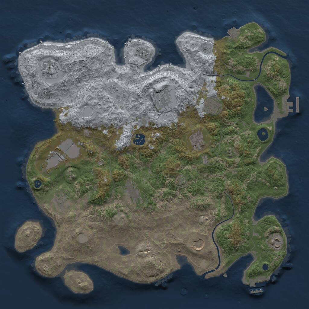 Rust Map: Procedural Map, Size: 3950, Seed: 33387582, 17 Monuments