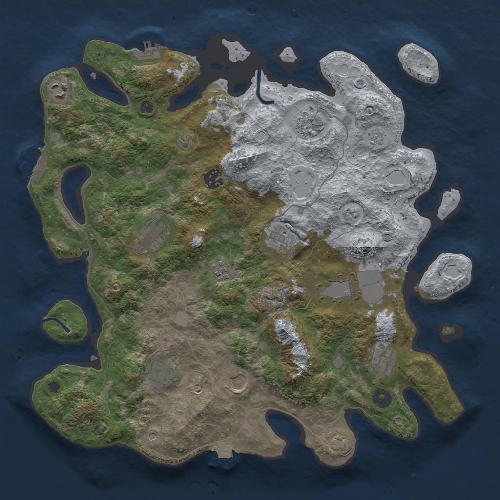 Rust Map: Procedural Map, Size: 3900, Seed: 1697467294, 18 Monuments