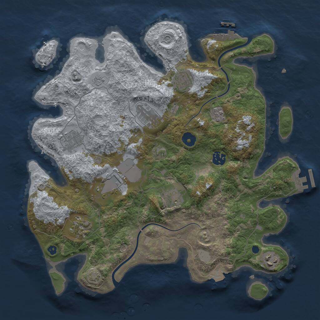 Rust Map: Procedural Map, Size: 3500, Seed: 1627749332, 15 Monuments