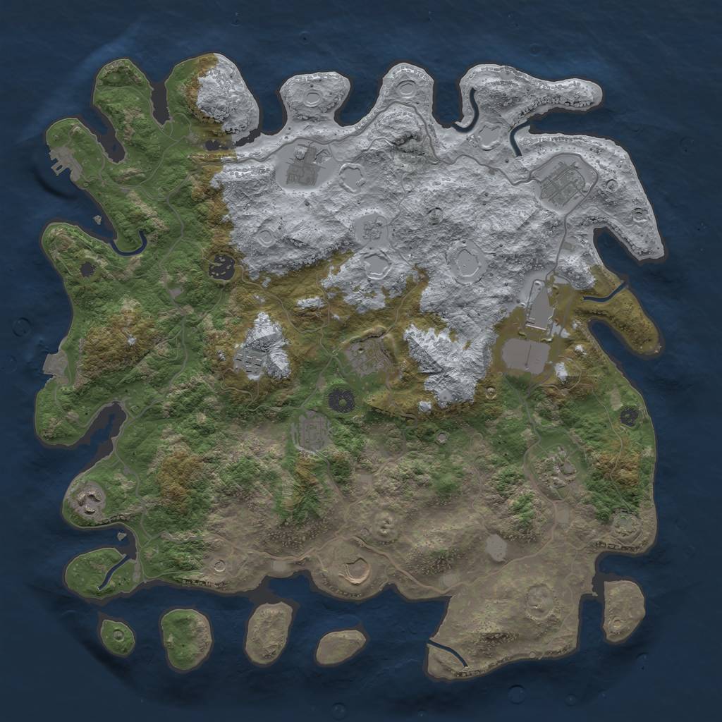 Rust Map: Procedural Map, Size: 4100, Seed: 6019353, 17 Monuments
