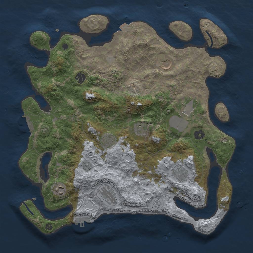 Rust Map: Procedural Map, Size: 3700, Seed: 2001503386, 17 Monuments