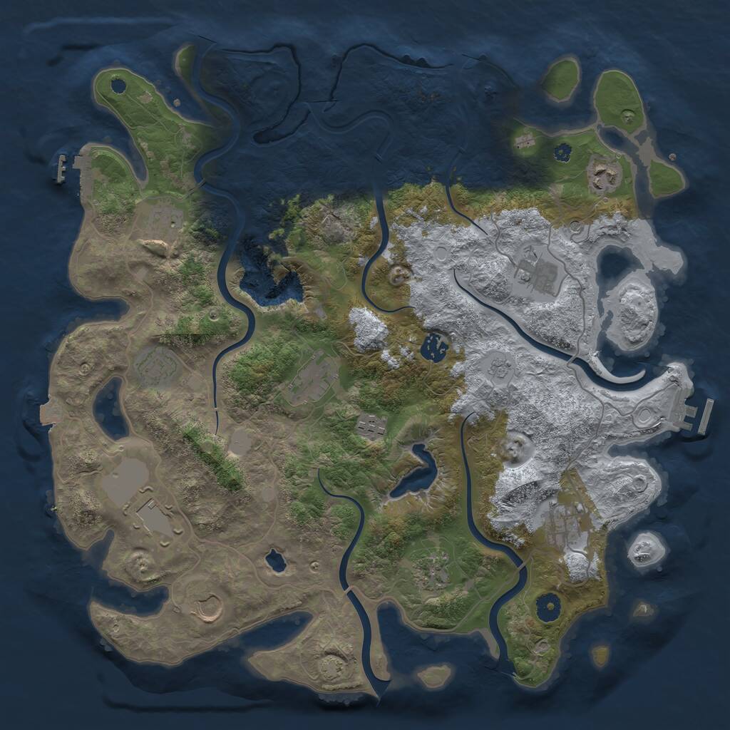 Rust Map: Procedural Map, Size: 4050, Seed: 988271105, 17 Monuments