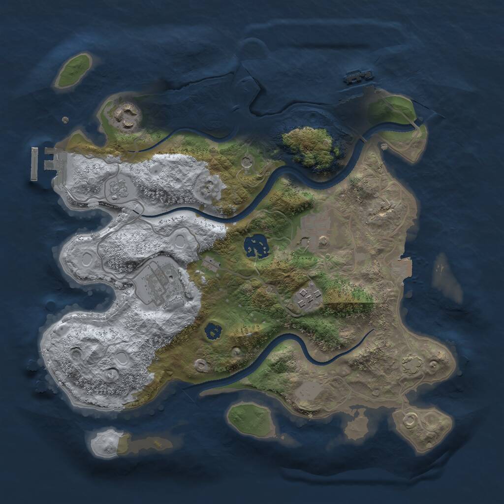 Rust Map: Procedural Map, Size: 3000, Seed: 52443, 11 Monuments