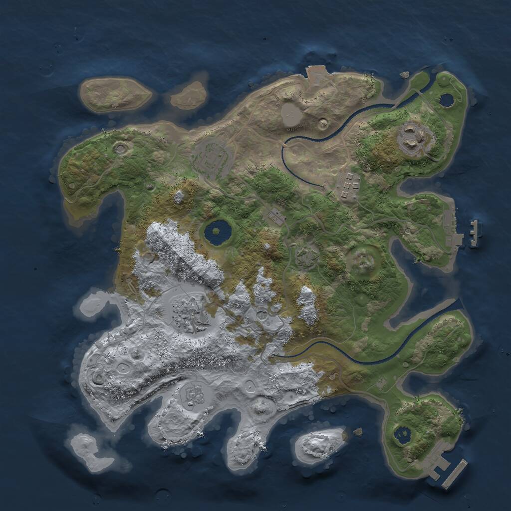 Rust Map: Procedural Map, Size: 3000, Seed: 16188, 10 Monuments